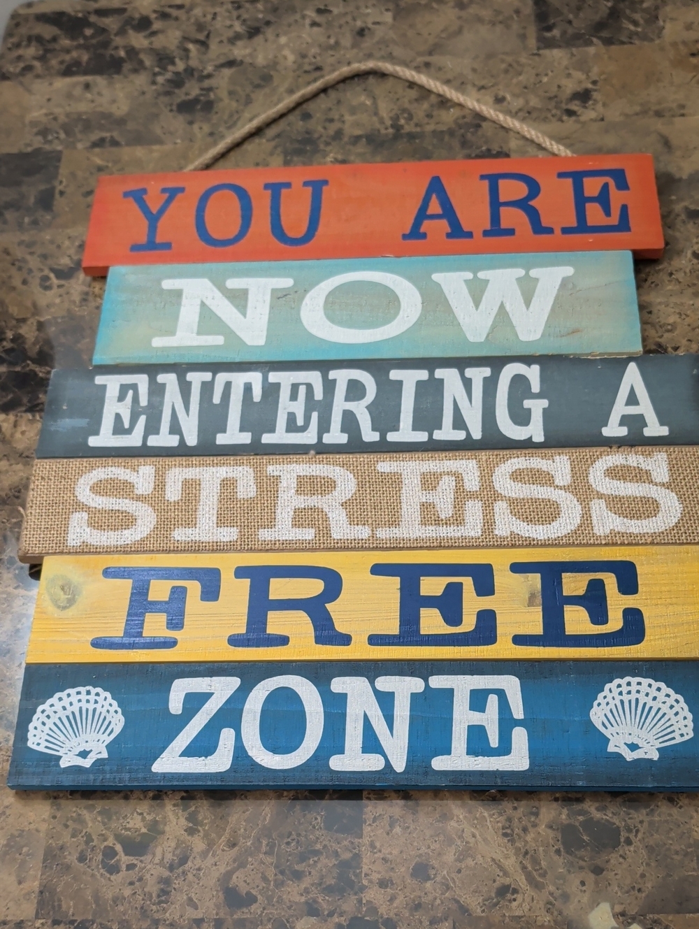 Coastal 'You Are Now Entering a Stress Free Zone' Multi-Color Wall Sign